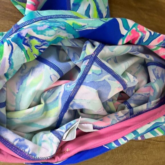 Lilly Pulitzer Luxletic Casa Del Sol Weekender Leggings Small Blue Floral Crop - Picture 10 of 11